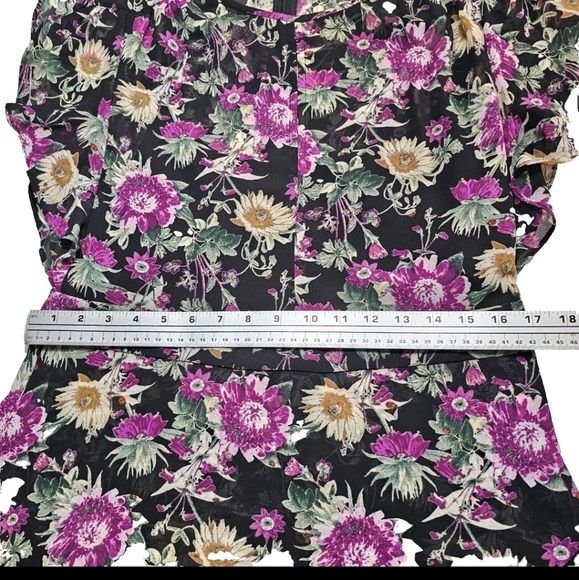 Rachel Roy Black Lora Floral Ruffled Sz 12 Summer Spring Mini Short Dress - Picture 8 of 15